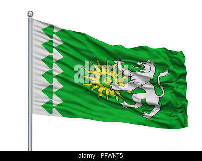 La Ville d'Astrakhan drapeau sur mât, Russie, isolé sur fond blanc Banque D'Images