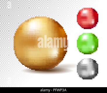 Sphere 3D, brillant d'or et d'autres vecteurs couleurs ball Illustration de Vecteur