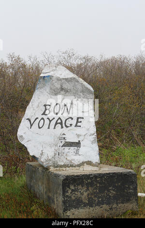 Sécurité en voyage, Bon Voyage signer près de Diamond Cove, Terre-Neuve, Canada Banque D'Images