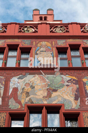 Fresques de la cour intérieure de l'Hôtel de ville de Bâle, Suisse Banque D'Images