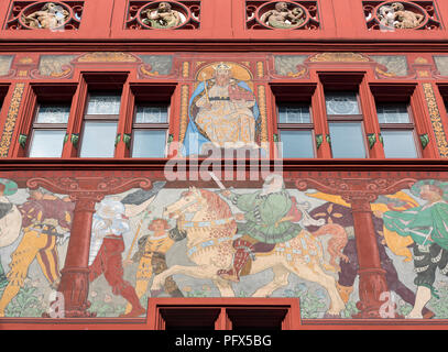 Fresques de la cour intérieure de l'Hôtel de ville de Bâle, Suisse Banque D'Images