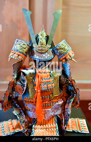 De poupée guerrier Samouraï japonais sur la pièce l'hôtel particulier de l'agent public à Otsu, Shiga Prefecture, Japan Banque D'Images