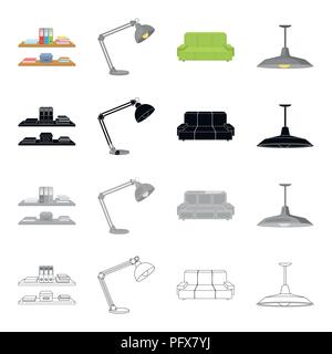 Bureau, fournitures, matériel et autre icône de style cartoon.ombre, les attributs, les meubles icônes dans set collection. Illustration de Vecteur
