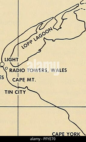 . Courant, température, vent, glace et mesure de la croissance, de l'est le Strait-Cape 1953-1955 : Prince de Galles. L'océanographie ; océanographie ; les courants océaniques. INTRODUCTION L'un des principaux projets à la Cape Prince de Galles Field Station, Pays de Galles, en Alaska, est le con- tinus et à longue portée de l'étude le volume transport de l'eau à travers l'est du détroit de Béring, les oscillations de la température de l'eau tout au long de l'année, l'effet des phénomènes météorologiques et des marées sur le transport de l'eau nette, et la fonction de distribution des glaces. L'intention n'est pas l'évolution d'une grande glace pour Banque D'Images