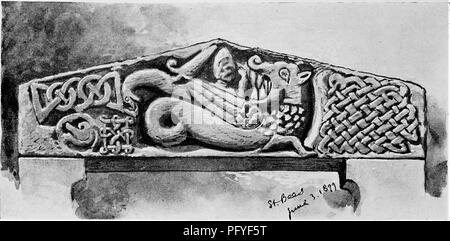 Le linteau du Dragon de nouvelles Bees est représenté dans cette entrée tirée de « The Victoria History of the County of Cumberland », présentant des éléments d'histoire naturelle. L'ouvrage est écrit par James Wilson, vicaire de Dalston, et a été publié par A. Constable and Company à Westminster. Les images présentées peuvent avoir été améliorées numériquement pour plus de clarté et ne pas correspondre parfaitement aux illustrations originales. Banque D'Images