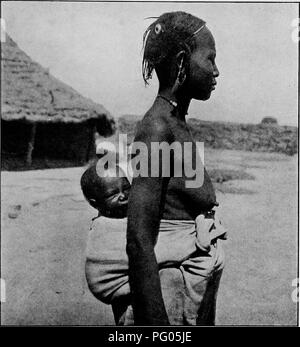 Cette illustration de l'expédition Alexander-Gosling documente les voyages du fleuve Niger au Nil. Il décrit le commerce, les défis rencontrés et les interactions avec les marchands locaux, ainsi que l'introduction de volailles vivantes dans le cadre de leurs provisions pendant le voyage. Banque D'Images