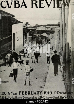 . L'examen de Cuba. Cuba -- Périodiques. L'CVBA REVI. 1.00 Une année FEBRUARf lOCentsAl foblbhed NunsonSteamship 1919 par la ligne M$l, rue Beaver. Veuillez noter que ces images sont extraites de la page numérisée des images qui peuvent avoir été retouchées numériquement pour plus de lisibilité - coloration et l'aspect de ces illustrations ne peut pas parfaitement ressembler à l'œuvre originale.. Munson Steamship Line. New York : Munson Steamship Line Banque D'Images