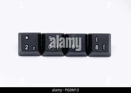 Touches de clavier noir avec différents noms ou mots années Banque D'Images