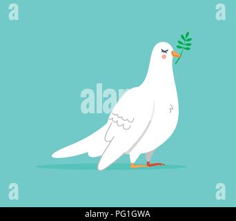 Colombe blanche isolée, jolie illustration bird animal dans un style dessiné à la main pour la paix et le bonheur. Vecteur EPS10. Illustration de Vecteur