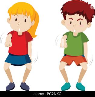 Deux enfants dancing fond blanc illustration Illustration de Vecteur
