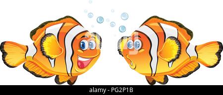 Poissons Clown mignon sur fond blanc illustration Illustration de Vecteur