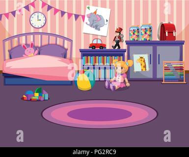 Illustration de l'intérieur chambre à coucher les jeunes filles