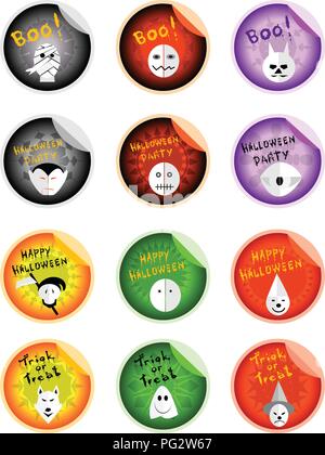 Jours de fête, Illustration Jeu de maux et de monstres pour Halloween Halloween autocollants. Illustration de Vecteur