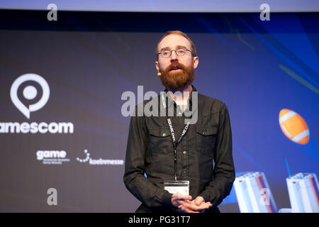 Cologne, Allemagne. Août 21, 2018. Michel KOCH, directeur créatif chez Square Enix, l'ouverture de la gamescom à Cologne le 21.08.2018, l'utilisation de crédit dans le monde entier | : dpa/Alamy Live News Banque D'Images