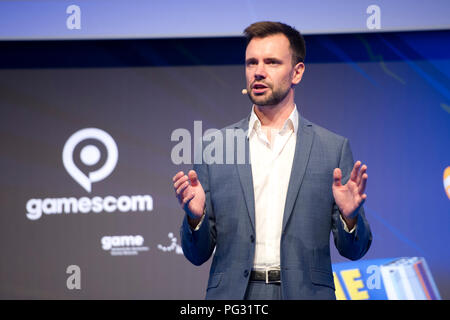 Cologne, Allemagne. Août 21, 2018. Felix FALK, chef de l'association de l'industrie Jeu, ouverture de la foire de la gamescom de Cologne sur 21.08.2018, l'utilisation de crédit dans le monde entier | : dpa/Alamy Live News Banque D'Images