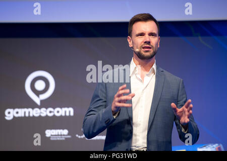 Cologne, Allemagne. Août 21, 2018. Felix FALK, chef de l'association de l'industrie Jeu, ouverture de la foire de la gamescom de Cologne sur 21.08.2018, l'utilisation de crédit dans le monde entier | : dpa/Alamy Live News Banque D'Images