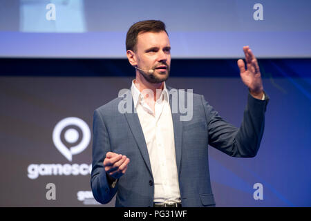 Cologne, Allemagne. Août 21, 2018. Felix FALK, chef de l'association de l'industrie Jeu, ouverture de la foire de la gamescom de Cologne sur 21.08.2018, l'utilisation de crédit dans le monde entier | : dpa/Alamy Live News Banque D'Images