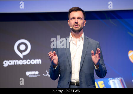 Cologne, Allemagne. Août 21, 2018. Felix FALK, chef de l'association de l'industrie Jeu, ouverture de la foire de la gamescom de Cologne sur 21.08.2018, l'utilisation de crédit dans le monde entier | : dpa/Alamy Live News Banque D'Images