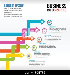 Vector illustration Infographie pour les entreprises mise en page modèle de flèche pour suremballage design pour présentation, réunion d'affaires, marketing, travail en technologies Illustration de Vecteur