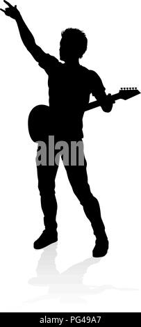 Silhouette guitariste musicien Illustration de Vecteur