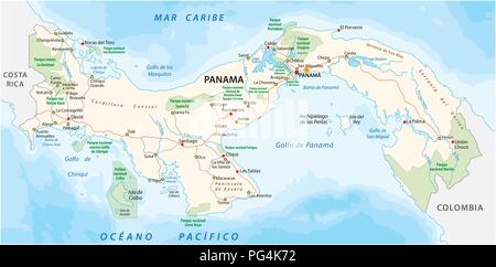 Panama : road et du parc national de carte vectorielle. Illustration de Vecteur