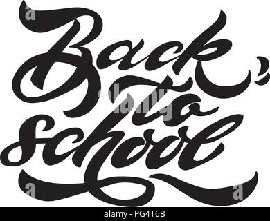 Retour à l'école d'illustration vectorielle lettrage main bannière fond blanc. Illustration de Vecteur