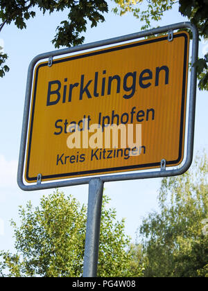 Signe de la ville village allemand Birklingen en Bavière Banque D'Images