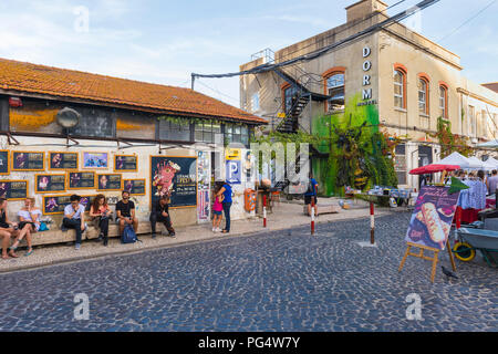Des cailloux dans la rue du marché rue usine LX, Lisbonne, Portugal Banque D'Images