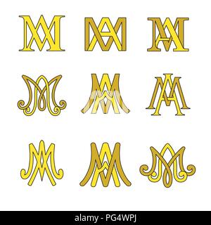 Monogramme de l'Ave Maria ensemble de symboles. Signes religieux catholique. Illustration de Vecteur