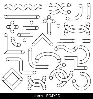 Ensemble avec tubes de forme linéaire pour utilisation dans les conceptions. À course variable Illustration de Vecteur
