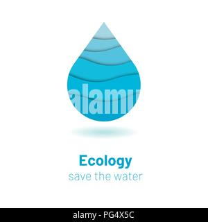 Économiser l'eau - ecology concept avec coupe papier goutte d'eau. Journée mondiale de l'eau - bannière arrière-plan modèle vectoriel Illustration de Vecteur