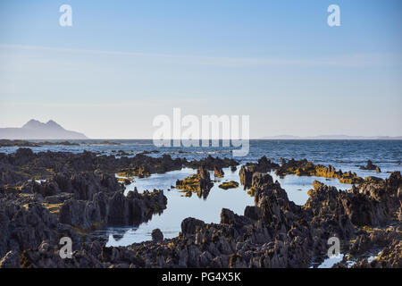 Paysage d'eau et les roches à Nigran, Galice Banque D'Images