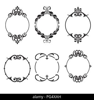 Ensemble de motifs décoratifs ronds et circulaire pour les cadres de conception et bannières Illustration de Vecteur