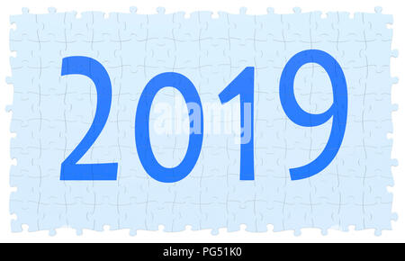 Les casse-tête assemblé comme nouveau numéro de l'année 2019, rendu 3D, la version exacte Banque D'Images