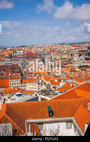 Lisbonne, la capitale du Portugal, photographiés à l'altitude la plus élevée du château de San Jorge, 1 juillet 2018. Banque D'Images