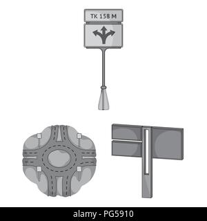 Carrefours routiers et signes et autre icône de style monochrome.des passages pour piétons et des panneaux d'icônes dans set collection. Illustration de Vecteur