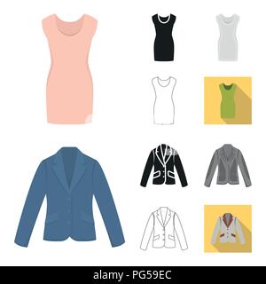 Différents types de vêtements cartoon,Black,télévision,contour,monochrome set icônes de collection pour la conception. Vêtements et style symbole vecteur stock illustrati Illustration de Vecteur