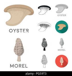 Caricature de champignons comestibles et toxiques,Black,télévision,contour,monochrome set icônes de collection pour la conception. Différents types de champignons symbole vecteur sto Illustration de Vecteur