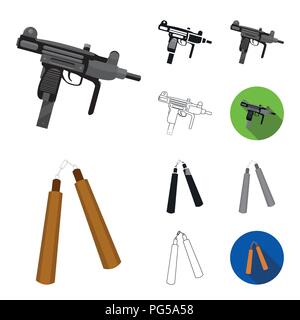 Types d'armes cartoon,Black,télévision,contour,monochrome set icônes de collection pour la conception.les armes à feu et armes blanches symbole vecteur stock illustratio Illustration de Vecteur