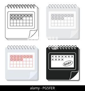 Icône Calendrier dans cartoon style isolé sur fond blanc. Vector illustration symbole de la grossesse. Illustration de Vecteur