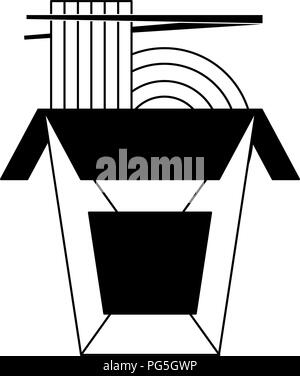 Les nouilles à la case en noir et blanc Illustration de Vecteur