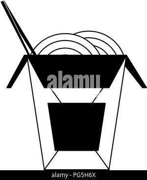 Les nouilles à la case en noir et blanc Illustration de Vecteur