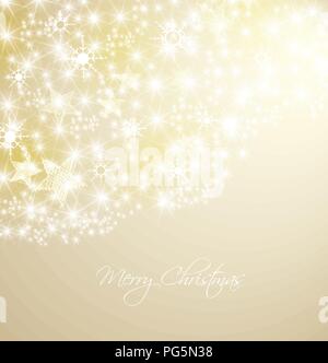 Or de Noël avec de la neige et des étoiles d'arrière-plan Illustration de Vecteur