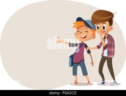 École des garçons et aughing et en montrant quelque chose. Bulling à l'école. Vector illustration. Illustration de Vecteur