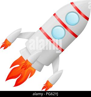 Fusée volante. Dessin animé de couleur Illustration de Vecteur