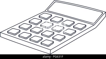 Calculatrice. Style Doodle illustration noir et blanc Illustration de Vecteur