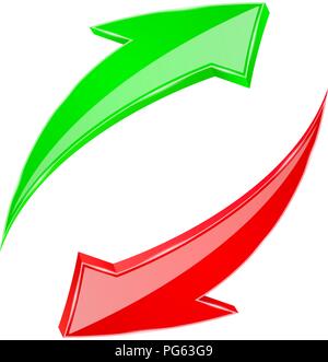 3d rouge et verte des flèches. Signes vers le bas de l'application ad Illustration de Vecteur