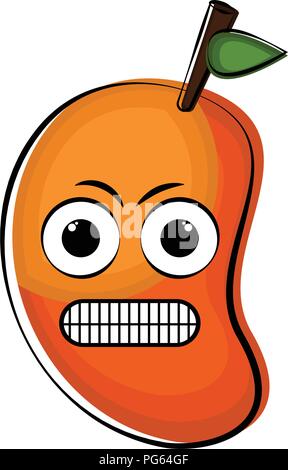 La mangue en colère emote de caractère de dessin animé Illustration de Vecteur