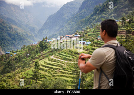 Landruk. Trek de l'Annapurna. Le Népal Banque D'Images