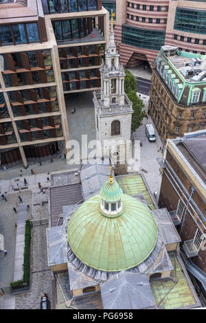 Dôme vert de St Stephen Walbrook, une petite église à coupole de Christopher Wren, Walbrook, London EC4 associé à Chad Varah, Samaritains fondateur Banque D'Images